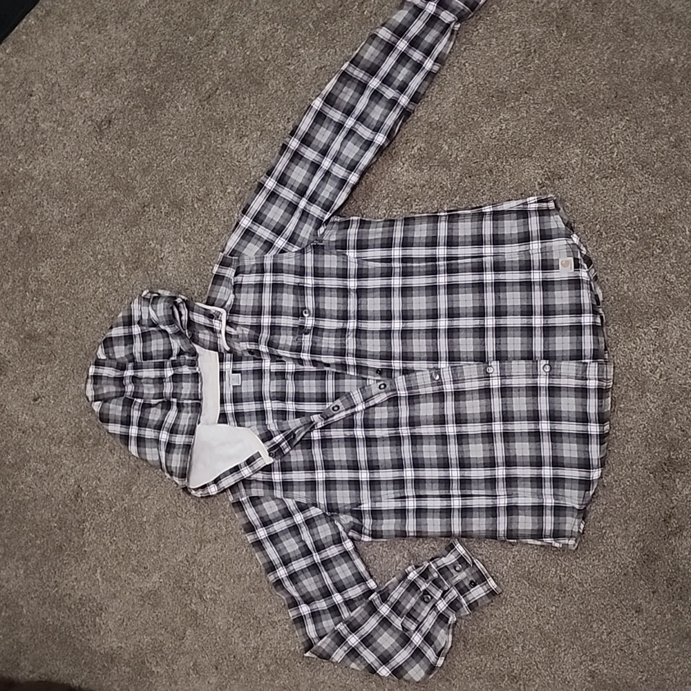 *CARHARTT* Light Jacket Plaid Women's Hoodie PullString Chest Pocket